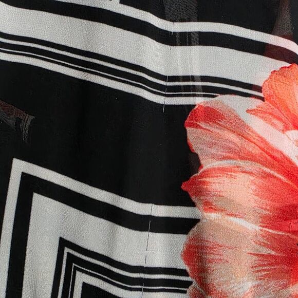 Alyx Floral Chiffon Layered Blouse Black Red 2X - Picture 7 of 9